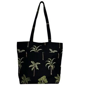 Festival Black‎ and Green Tropical Print Tote Bag